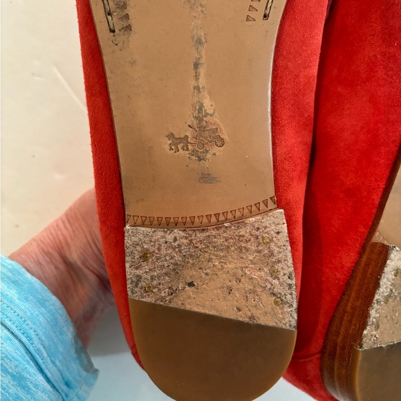 COACH KIMMIE Tomato Red Suede LOAFER SHOES 9.5M - Picture 4 of 14